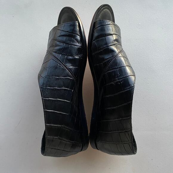 1.STATE Celvin Black Open Toe D'Orsay Flats Croc Embossed Leather Women Sz 6.5 - Picture 3 of 11